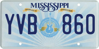 MS license plate YVB860