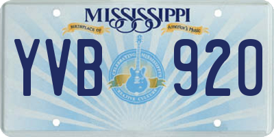 MS license plate YVB920