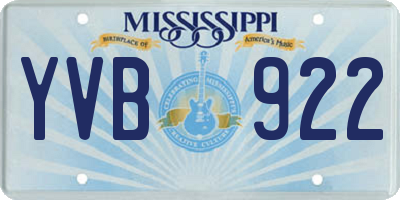 MS license plate YVB922
