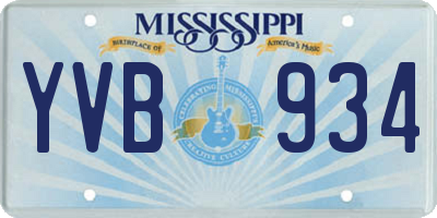 MS license plate YVB934