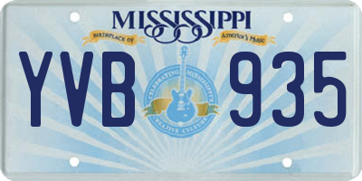 MS license plate YVB935