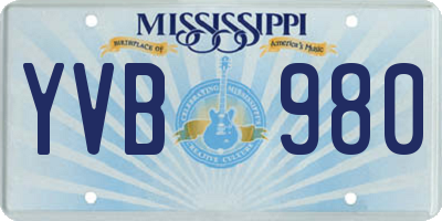 MS license plate YVB980