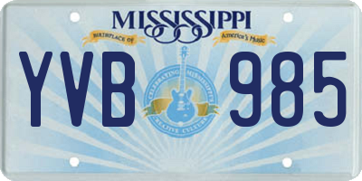 MS license plate YVB985