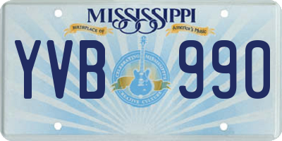 MS license plate YVB990