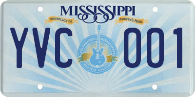 MS license plate YVC001