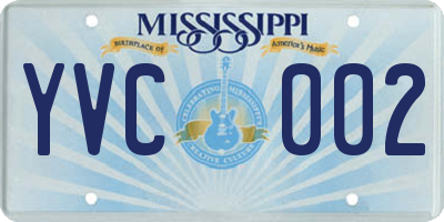 MS license plate YVC002