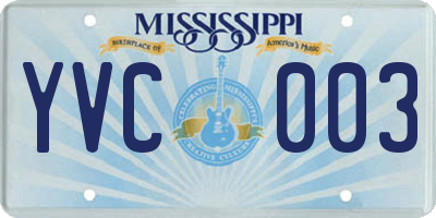 MS license plate YVC003