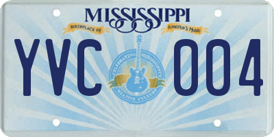 MS license plate YVC004