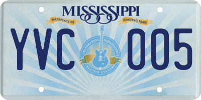 MS license plate YVC005