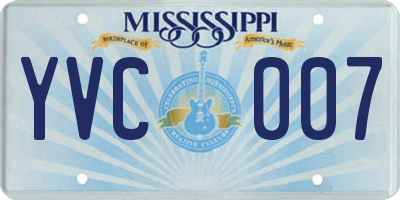 MS license plate YVC007