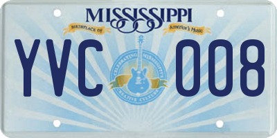 MS license plate YVC008