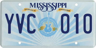 MS license plate YVC010