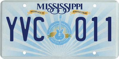 MS license plate YVC011