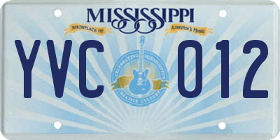 MS license plate YVC012