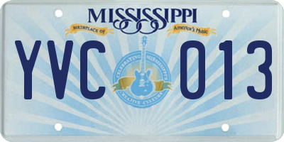 MS license plate YVC013