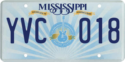MS license plate YVC018