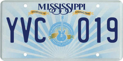 MS license plate YVC019