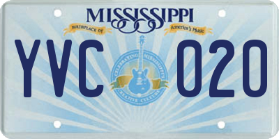MS license plate YVC020
