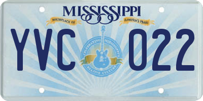 MS license plate YVC022
