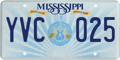 MS license plate YVC025