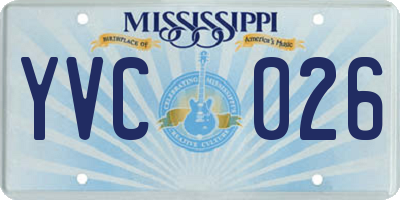 MS license plate YVC026