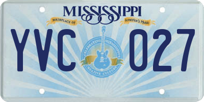 MS license plate YVC027