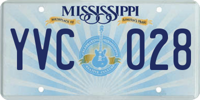 MS license plate YVC028