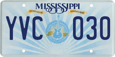 MS license plate YVC030