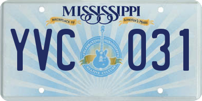 MS license plate YVC031