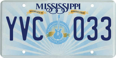 MS license plate YVC033