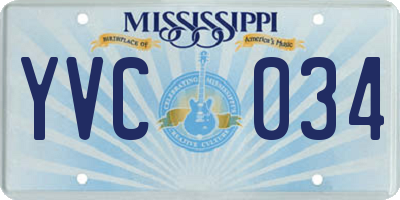 MS license plate YVC034