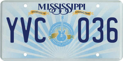 MS license plate YVC036