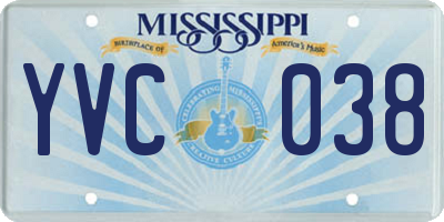 MS license plate YVC038