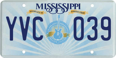 MS license plate YVC039