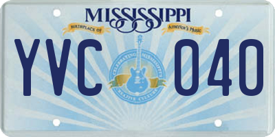 MS license plate YVC040