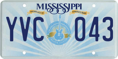 MS license plate YVC043