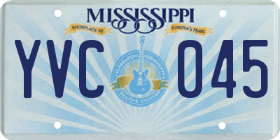 MS license plate YVC045