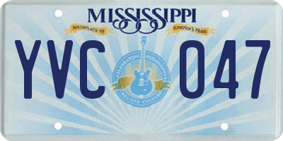 MS license plate YVC047