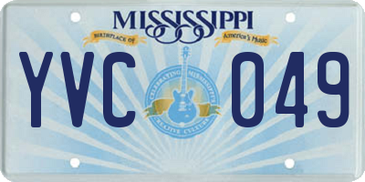 MS license plate YVC049