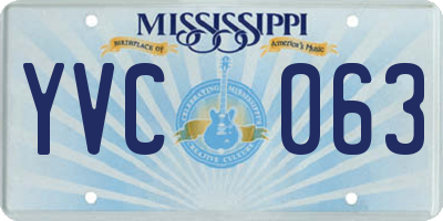 MS license plate YVC063