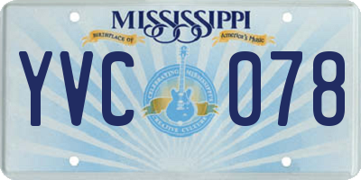 MS license plate YVC078