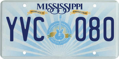 MS license plate YVC080