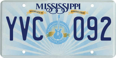 MS license plate YVC092