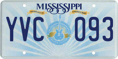 MS license plate YVC093