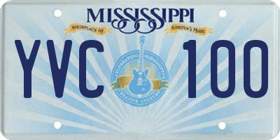 MS license plate YVC100