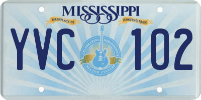 MS license plate YVC102