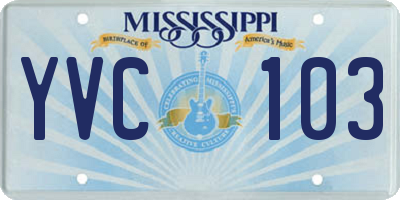 MS license plate YVC103