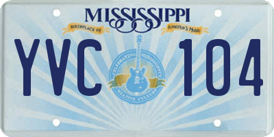 MS license plate YVC104