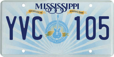 MS license plate YVC105