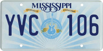 MS license plate YVC106